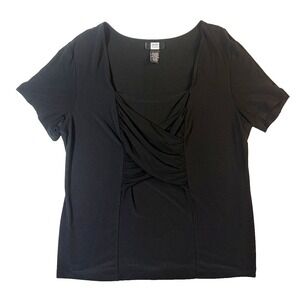 Studio 1940 Shirt Womens 18/20W Black Pleated Scoop Neck Vintage Academia